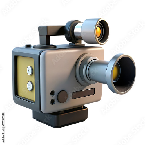 old video camera isolated 3d rendering