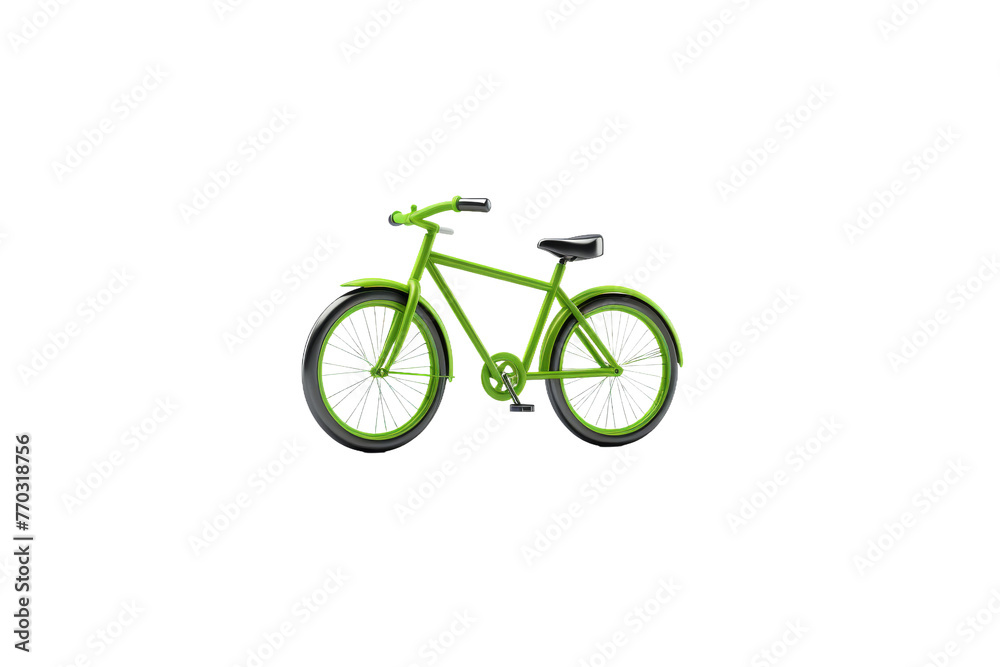 Green Bicycle Against White Background. On a White or Clear Surface PNG Transparent Background.