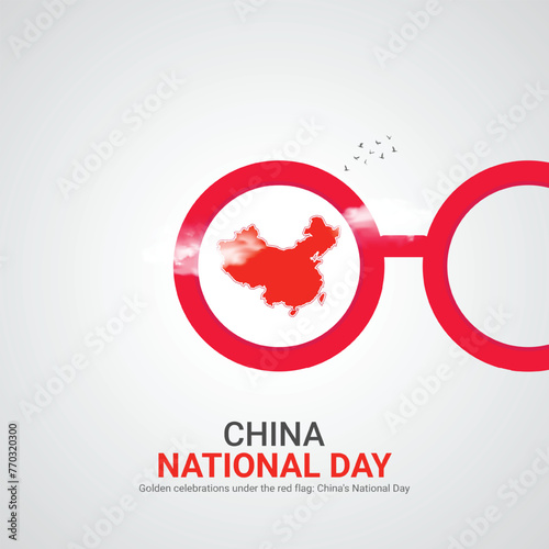 china national day. china national day creative ads design 1 Oct . vector, 3D illustration.