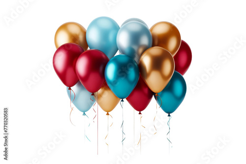 Multicolored Balloons Floating in the Sky. On a White or Clear Surface PNG Transparent Background.