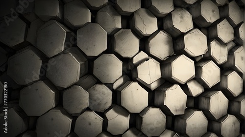 A sketch of an abstract background featuring a mesmerizing hexagon pattern illuminated by glowing lights. The sketch should capture the basic outlines and shapes of the hexagons, with emphasis on crea photo