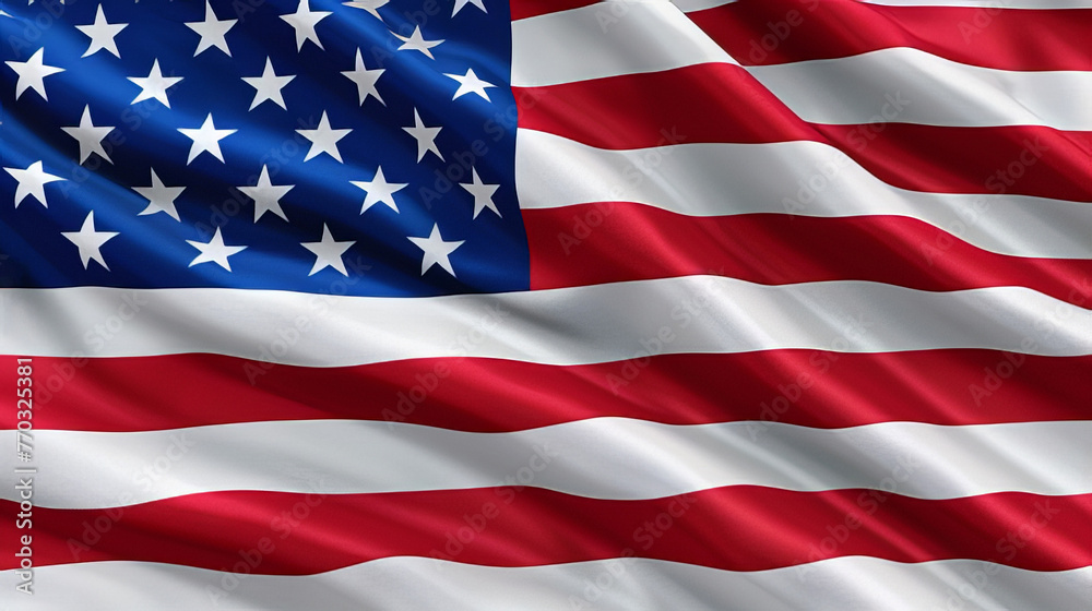 Obraz premium The waving flag of the USA. Silk Cloth with a beautiful American flag for the background and 4th of July celebration. 