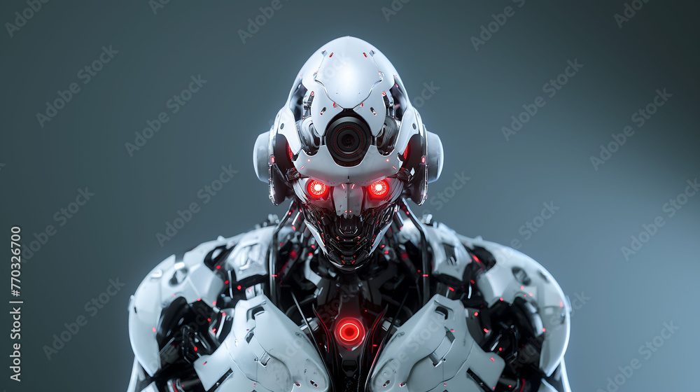Futuristic Advanced Robot with Glowing Red Eyes Futuristic Advanced Robot with Glowing Red Eyes
