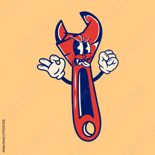 Retro character design of the spanner tool