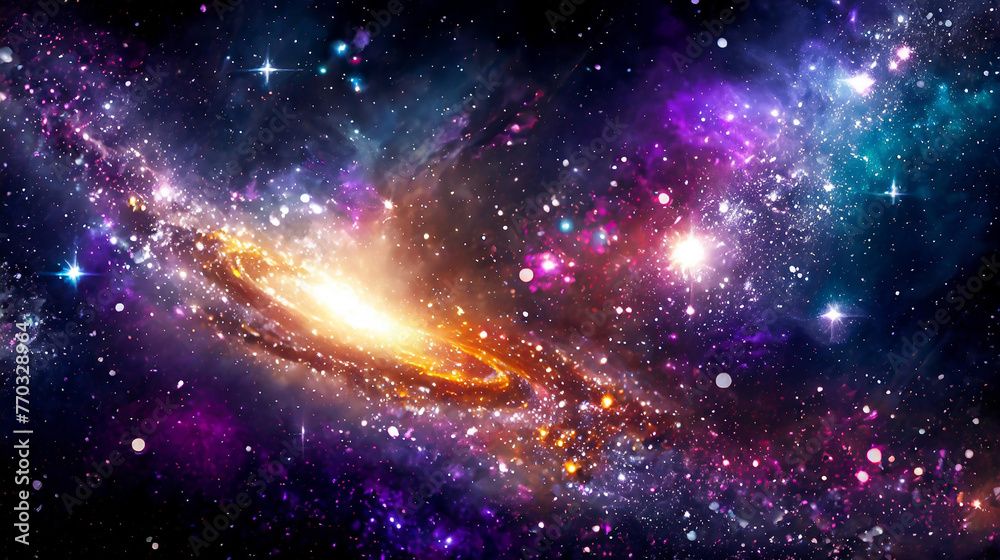 輝く銀河の宇宙空間
