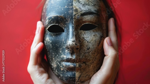 A person removing a mask to reveal their true face, symbolizing the courage of authentic self-expression. 