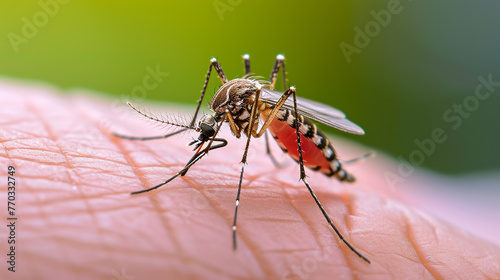 a mosquito is on the skin near the person that is being bitten