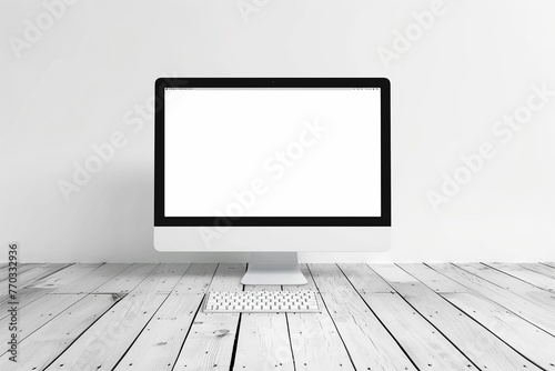 Computer blank screen on white background.
