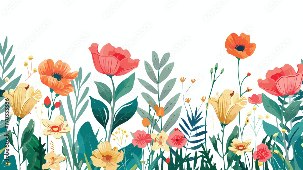 Floral background flat vector isolated on white background