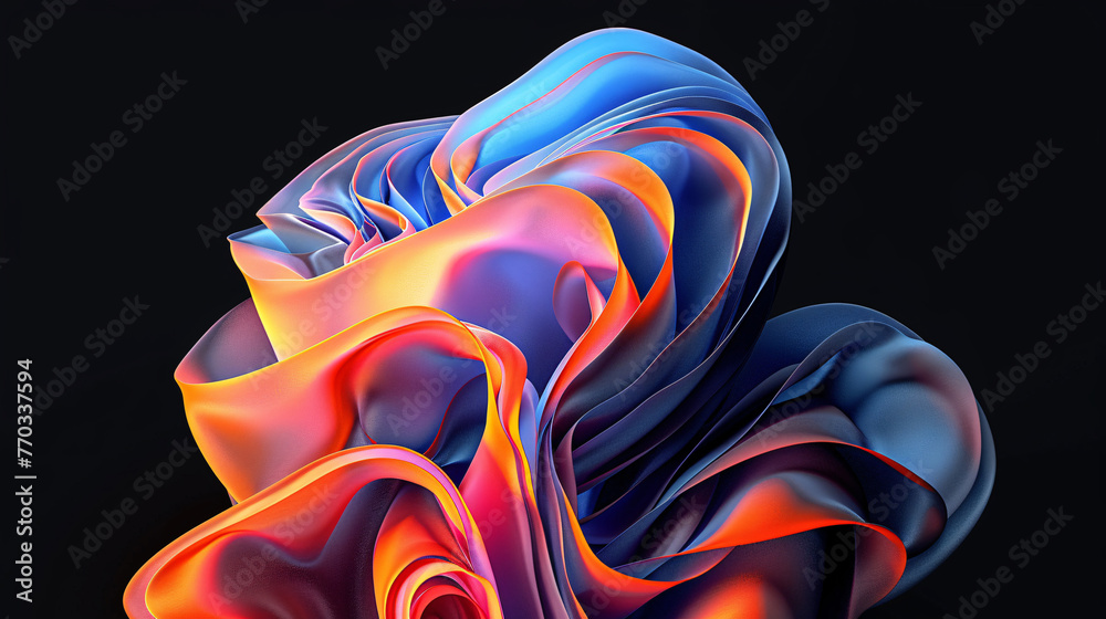Obraz premium Abstract surface and lines background 3D rendering, blue wave abstract background