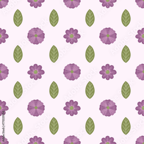 Flowers seamless pattern, nature minimalist hugge illustration