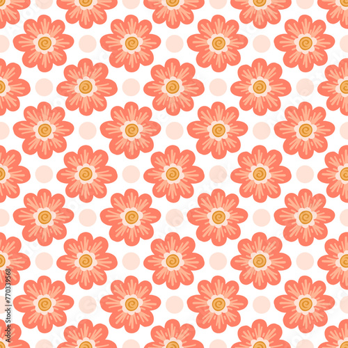 Flowers seamless pattern, nature minimalist hugge illustration