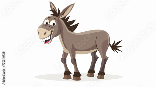 Cartoon happy donkey on white background flat vector isolated