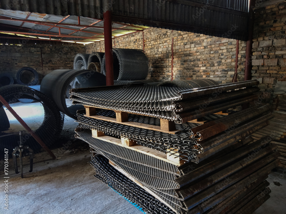Metal wire mesh at a factory