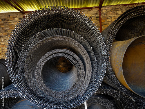 Obraz na płótnie Metal wire mesh at a factory w salonie