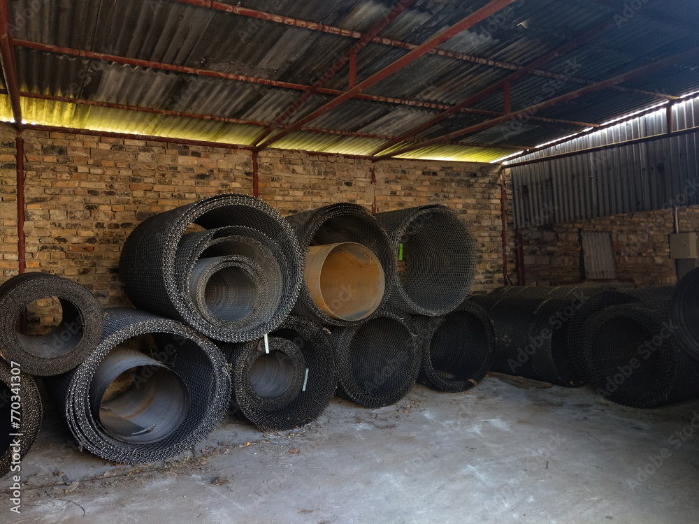Metal wire mesh at a factory