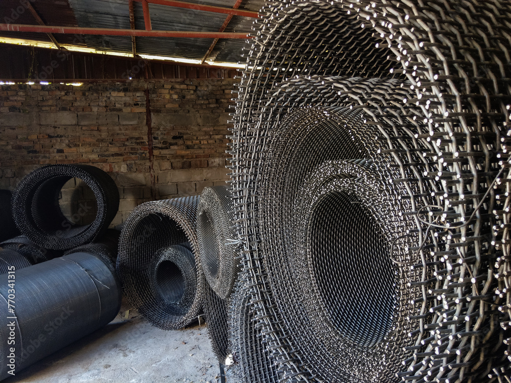 Metal wire mesh at a factory