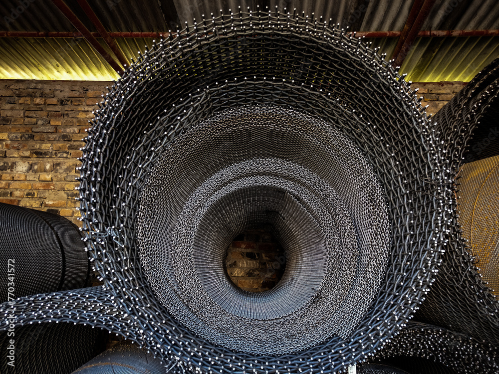 Metal wire mesh at a factory