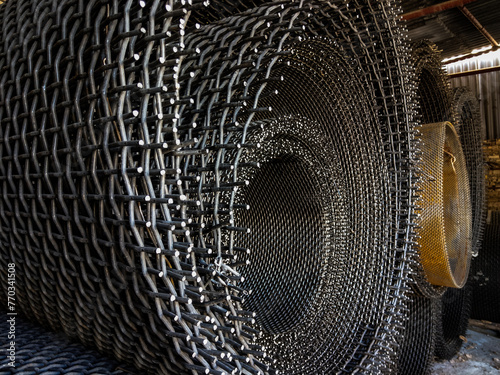 Obraz na płótnie Metal wire mesh at a factory w salonie