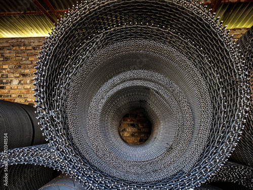 Obraz na płótnie Metal wire mesh at a factory w salonie