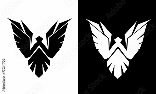 Illustration vector graphics of abstract logo design template for an eagle with its wings spread out photo
