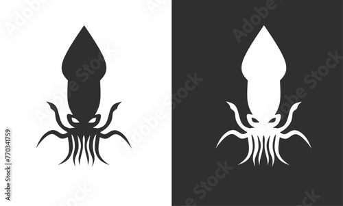 Illustration vector graphics of black and white squid logo design template