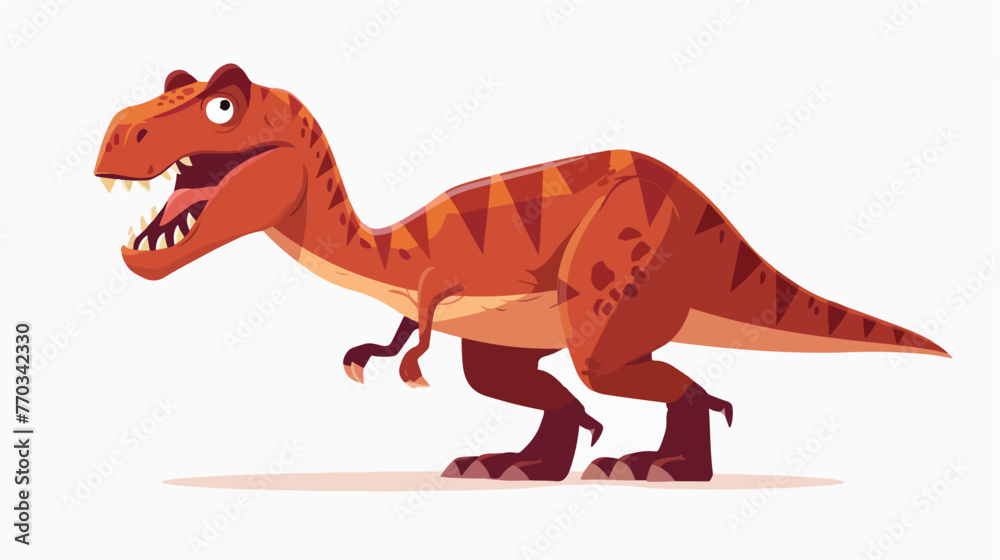 Cartoon happy tyrannosaurus on white background flat vector