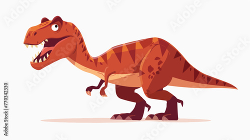 Cartoon happy tyrannosaurus on white background flat vector