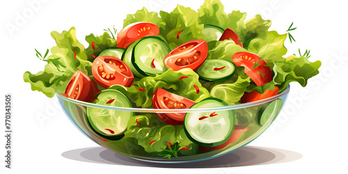 A glass bowl of salad with cherry tomatoes and olives