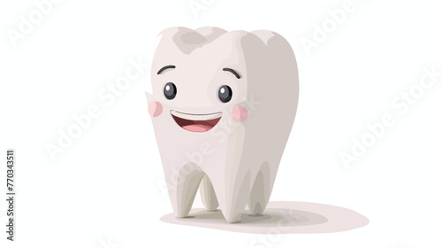 Happy White Healthy Tooth Smiling Vector Illustration
