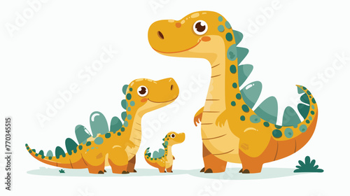 Cartoon Mother and baby dinosaur flat vector isolated © Roses