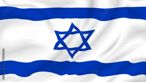National flag of Israel, 3d realistic render on a transparent background. The flag twists in the wind, realistic shadows and light