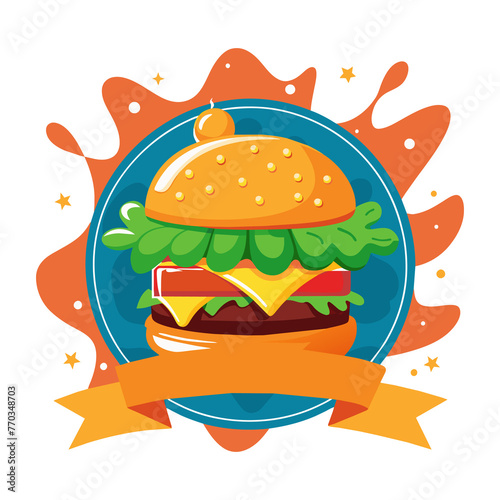 Delicious Hamburger burger on white background vector illustration generated by Ai