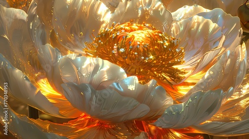 Fototapeta Naklejka Na Ścianę i Meble -  Golden flowers peony illustration background poster decoration painting