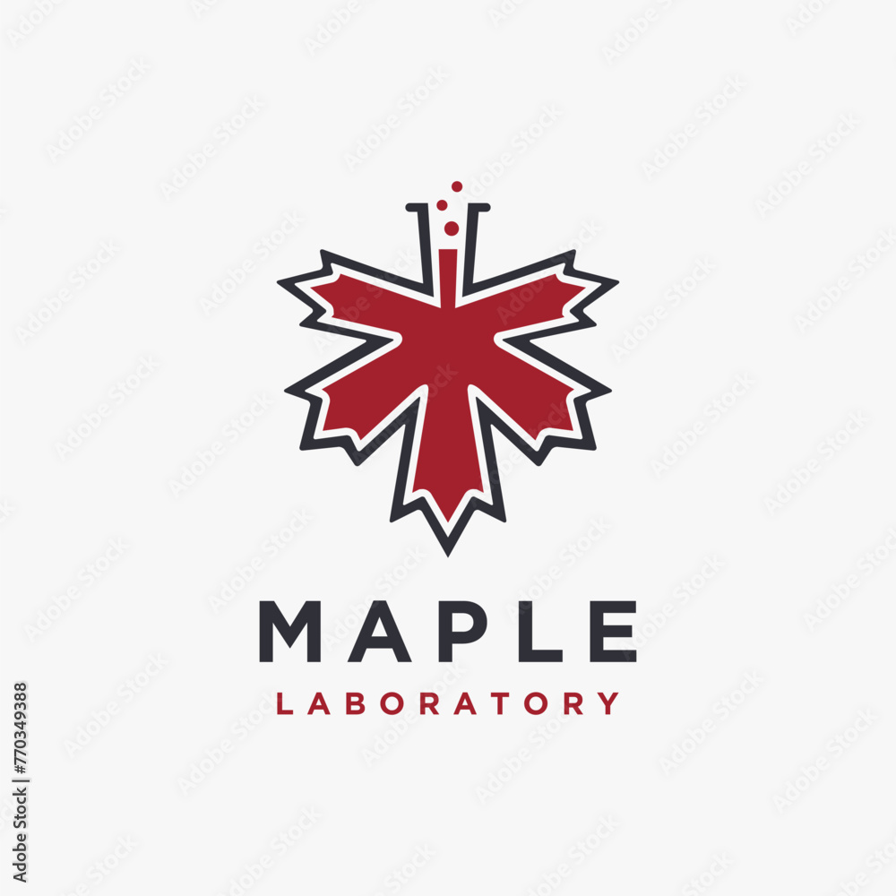 Maple and laboratory beaker logo icon vector template on white background Maple and laboratory beaker logo icon vector template on white background