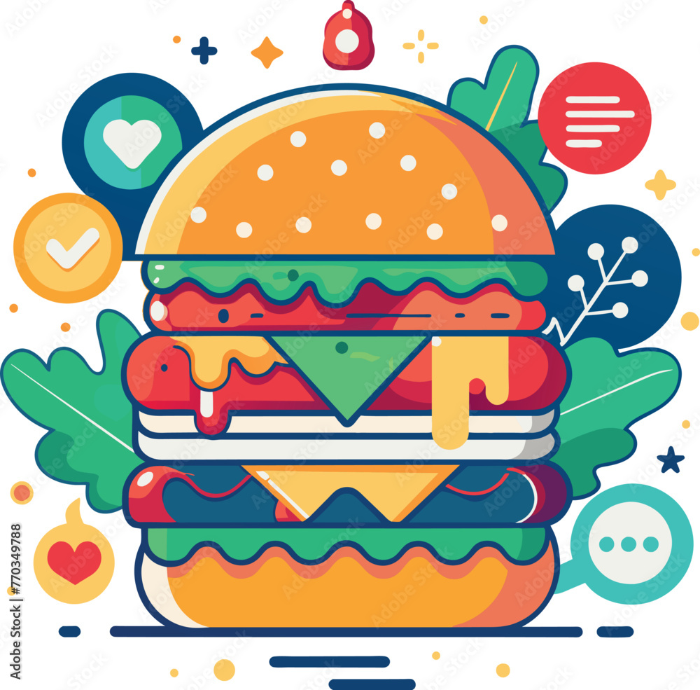 Hand drawn trendy burger logos on white background illustration generated by Ai Hand drawn trendy burger logos on white background illustration generated by Ai