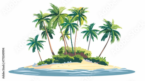 coconut island with summer background flat vector isolated