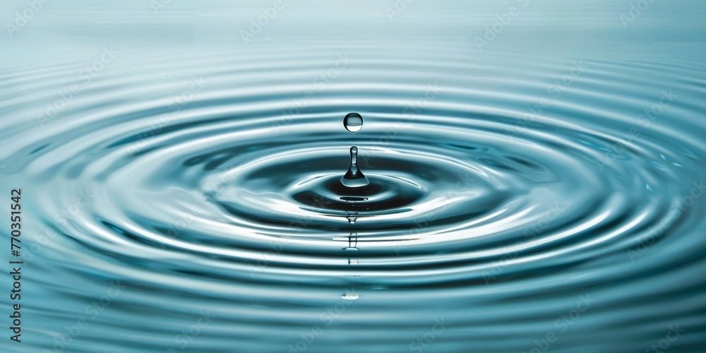 Pristine water with a droplet creating symmetrical ripples, embodying peace and purity Pristine water with a droplet creating symmetrical ripples, embodying peace and purity