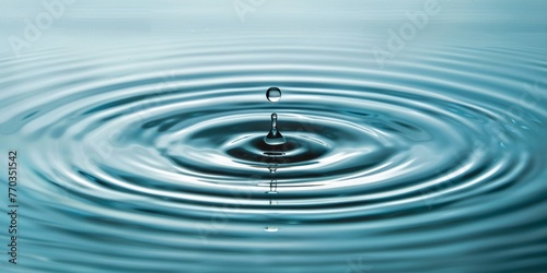 Pristine water with a droplet creating symmetrical ripples, embodying peace and purity