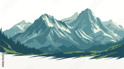 Illustration of mountains and mountain scenery. 