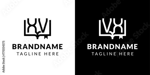 Letters VX and XV Book Logo, suitable for business related to book with VX or XV initials