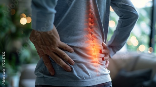 Visualize a protruding disc causing radiating pain