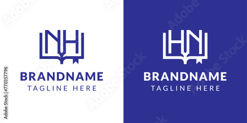 Letters HN and NH Book Logo, suitable for business related to book with HN or NH initials