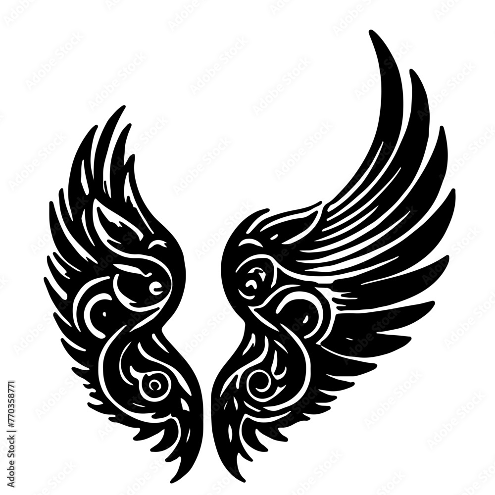 wings tattoo vector silhouette