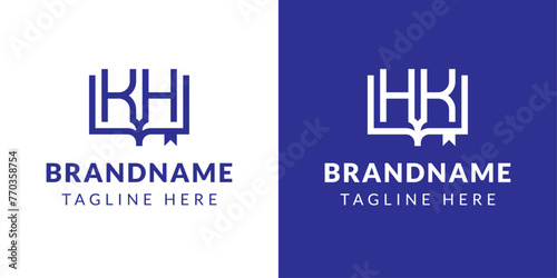 Letters HK and KH Book Logo, suitable for business related to book with HK or KH initials