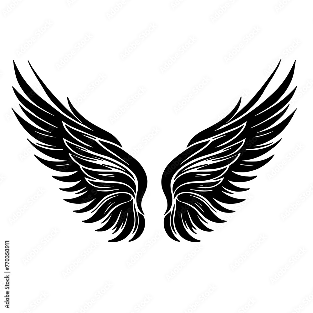 Obraz premium wings tattoo vector silhouette