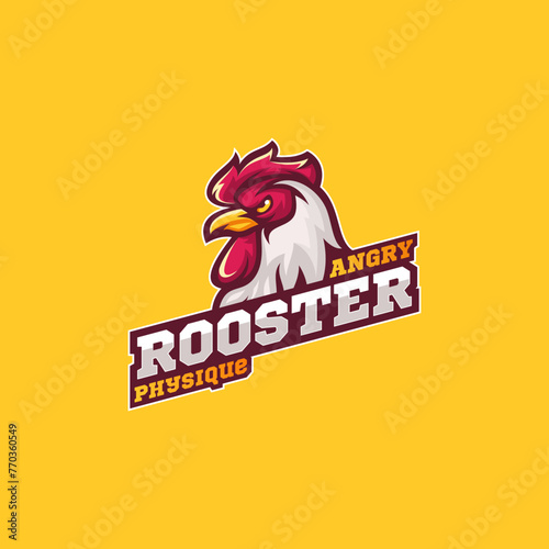 Yellow Angry Rooster Logo Esport
