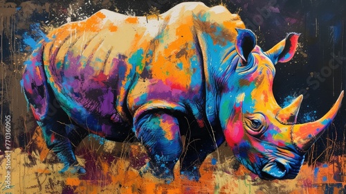 Colorful painting of a rhino background © Creative Canvas