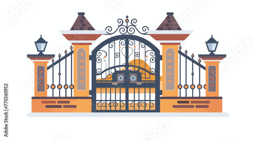 gate house icon vector flat vector isolated on white background