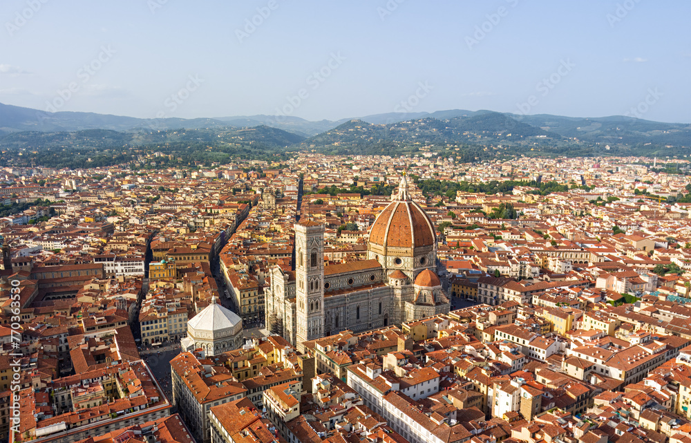 Florence, Italy. Santa Maria Del Fiore. Panoramic view. Aerial view
